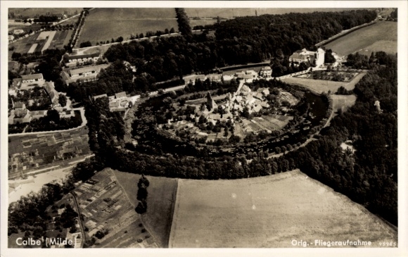 Postcard Kalbe Calbe Milde in the Altmark, aerial photograph