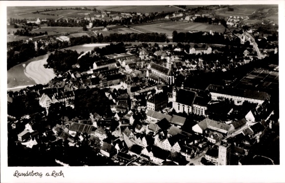 Postcard Landsberg am Lech Upper Bavaria, aerial photograph