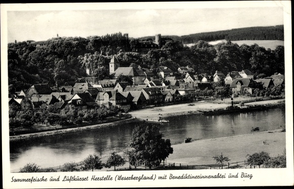 Postcard Manufacture Beverungen on the Weser, Benedictine abbey, castle