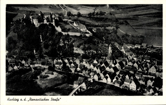 Postcard Harburg an der Wörnitz Swabia, aerial photograph