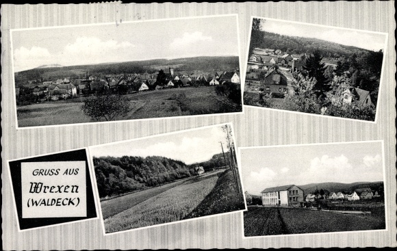 Postcard Wrexen Diemelstadt Hesse, panorama, partial view