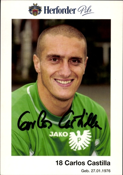 Autogrammkarte Fußballer Carlos Castilla, Preußen Münster, Autogramm