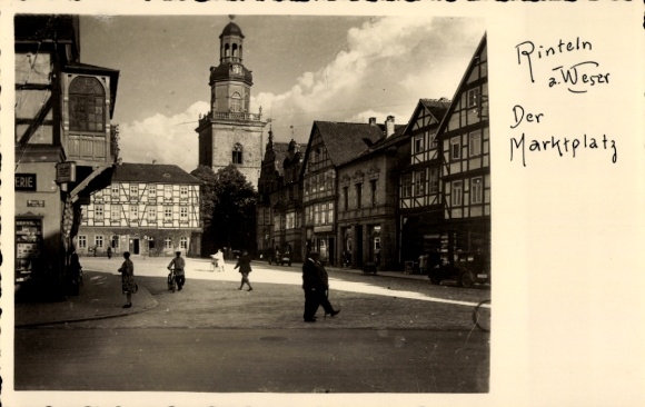 Postcard Rinteln on the Weser, market square