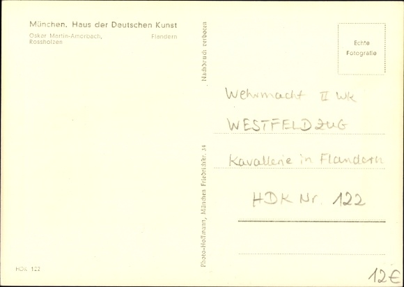 Artist PC Martin Amorbach, Oskar, Flanders, HDK 122, German Wehrmacht, II. WW
