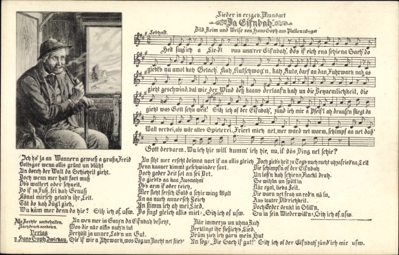Song Postcard Soph, Hans, Da Eisnbah&#39;, Erzgebirge dialect