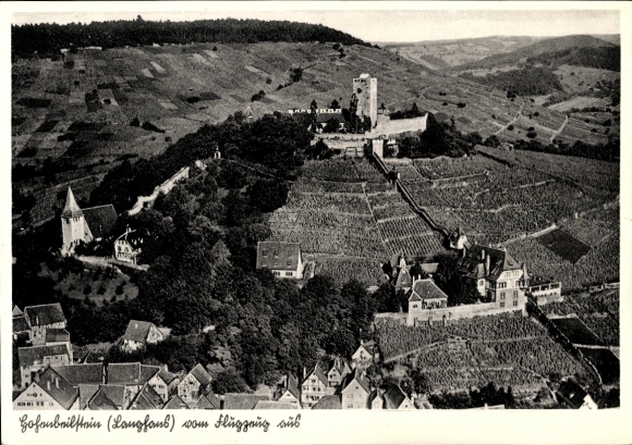 Postcard Beilstein in Württemberg, Hohenbeilstein Castle, aerial photograph