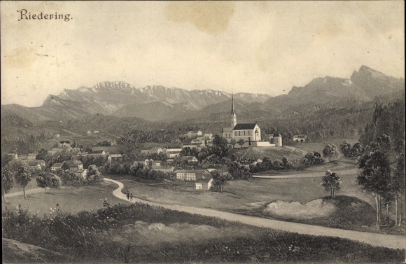 Postcard Riedering in Upper Bavaria, view of the town and surroundings