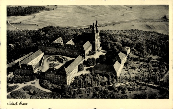 Postcard Bad Staffelstein am Main Upper Franconia, Banz Castle, aerial photograph