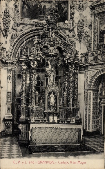 Postcard Granada Andalusia Spain, Cathedral, Altar