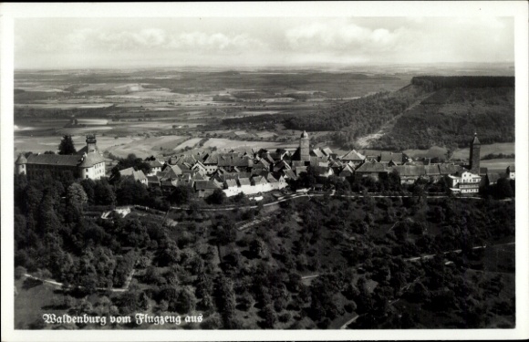 Postcard Waldenburg in Württemberg, aerial photograph