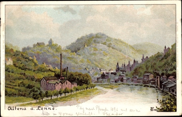Chromo-Litho Altena in Westphalia, panorama of the place