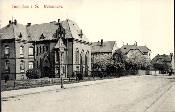 Postcard Hainichen in Saxony, Wettinstrasse