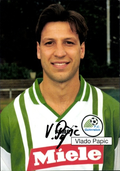 Autogrammkarte Fußballer Vlado Papic, FC Gütersloh, Autogramm