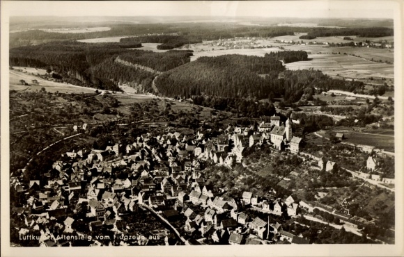 Ak Altensteig im Schwarzwald Württemberg, Fliegeraufnahme