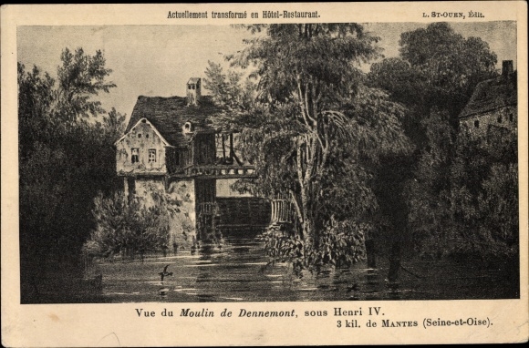 Artist Postcard Dennemont Yvelines, Vue du Moulin de Dennemont sous Henri IV