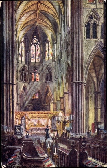 Artist Postcard Flower, Charles, London, Westminster Abbey, The Choir, Tuck No. 7033