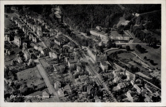 Postcard Bad Wildungen in Hesse, aerial photograph