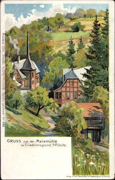Artist Chromo-Litho Dresden Pillnitz, Meixmühle in Friedrichsgrund