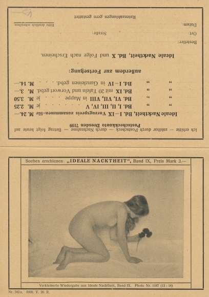 Artist PC Köhler, M., book order card, ideal nudity, publishing house of beauty