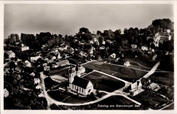 Postcard Tutzing on Lake Starnberg, Upper Bavaria, aerial photograph