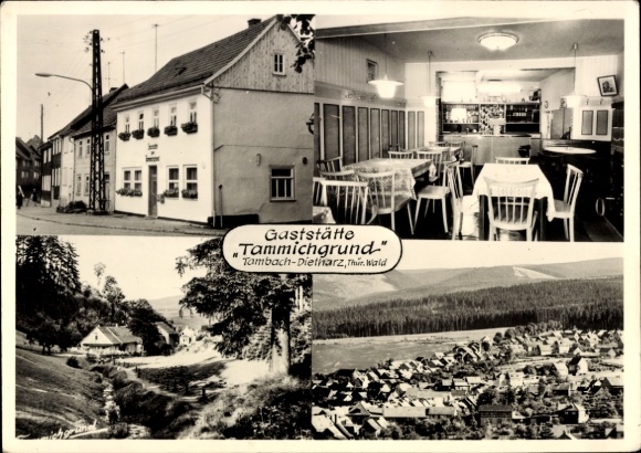 Postcard Tambach Dietharz in Thuringia, Tammichgrund restaurant, total