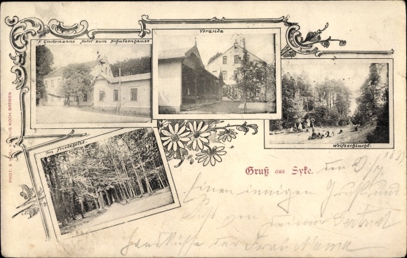 KP Syke Dolna Saksonia, Hotel zum Schützenhaus v. F. Glockemann, Ganek, Friedeholz, Wolfsschlucht