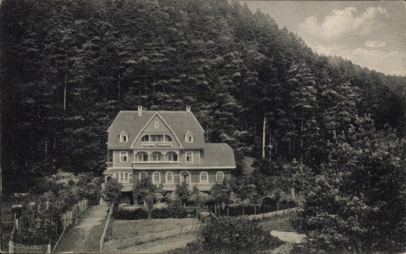 Postcard Bad Liebenzell in the Black Forest, Kurhaus Monbachtal, Black Forest, forest in the background
