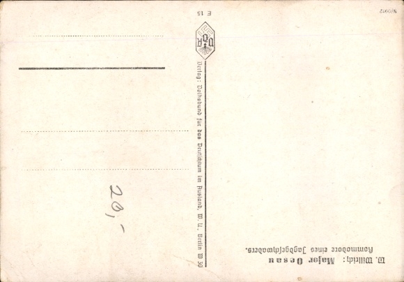 Artist Postcard Willrich, Wolfgang, Luftwaffe, Major Walter Oesau, Knight's Cross recipient, VDA E 15