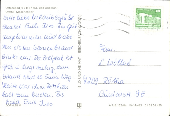 Postcard Ostseebad Meschendorf Rerik, campsite, high banks