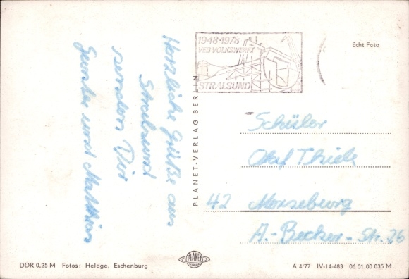 Ak zeilend opleidingsschip Wilhelm Pieck, FDGB vakantieschip Friendship of Nations, veerboot Sassnitz