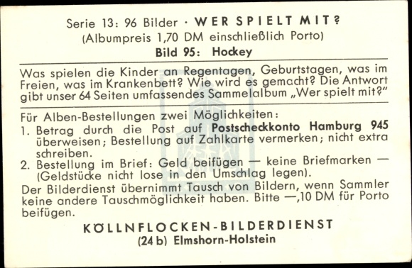 Collection picture Who is playing? No. 95 Hockey