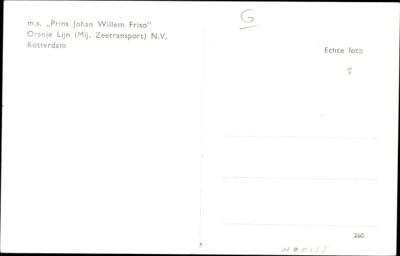 Ak Oranje Lijn, MS Prins Johan Willem Friso, vrachtschip