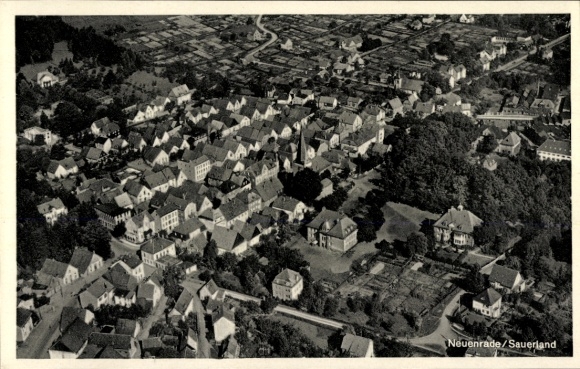 Postcard Neuenrade in Sauerland, aerial view of many houses, green areas, German cityscape