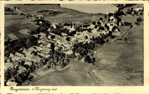 Postcard Bad Bayersoien in Upper Bavaria, aerial photograph, village view, airplane photograph