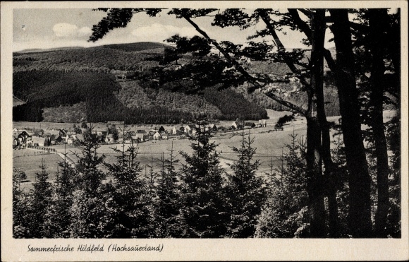 Postcard Hildfeld Winterberg in the Hochsauerland district, distant view of the place