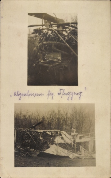 Photo Postcard Shot down French military aircraft, spoils of war, WWI