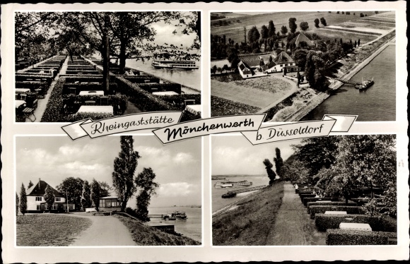 Postcard Büderich Meerbusch on the Lower Rhine, Rheingaststätte Mönchenwerth