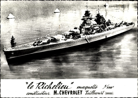 Ak Französisches Kriegsschiff Richelieu, Modellschiff, M. Chevrolet