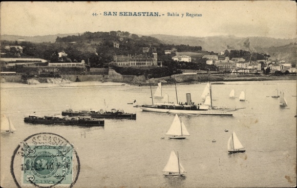 Postcard San Sebastian Basque Country, Bahia and Regattas