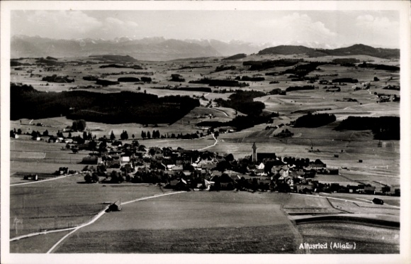 Postcard Altusried im Allgäu, aerial photograph
