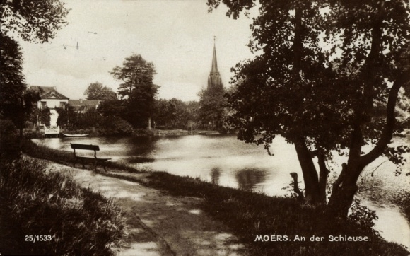 Postcard Moers on the Lower Rhine, at the lock