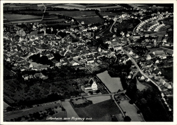 Postcard Uffenheim in Middle Franconia, aerial photograph