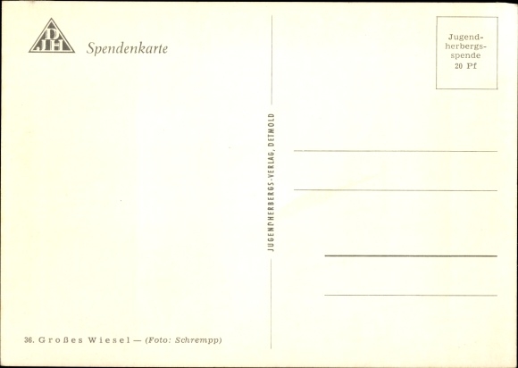 Postcard Großes Wiesel, DJH donation card