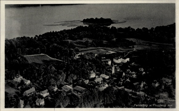 Postcard Feldafing on Lake Starnberg, Upper Bavaria, aerial photograph