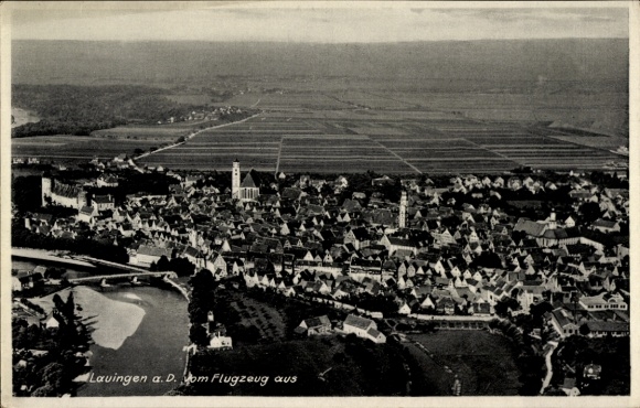 Ak Lauingen aan de Donau Schwäbische Alb, luchtfoto