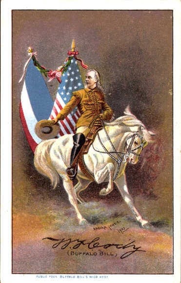 Künstler Ak Buffalo Bill zu Pferd