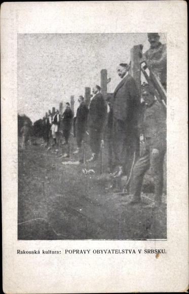 Postcard Austria&#39;s culture, Executions of the population in Serbia, Hinrichtung