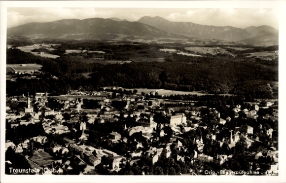Postcard Traunstein in Upper Bavaria, aerial photograph