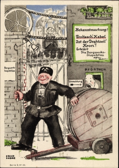 Artist PC Lüdke, E., Berlin Tempelhof, rope and cable works F. Troitzsch, miner, inspection