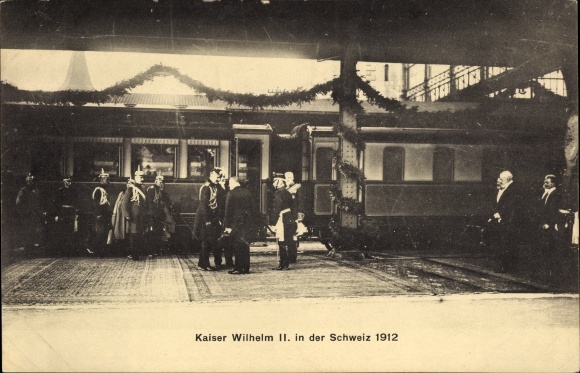 PC Zürich Stadt Schweiz, state visit of Kaiser Wilhelm II. 1912, reception at the station
